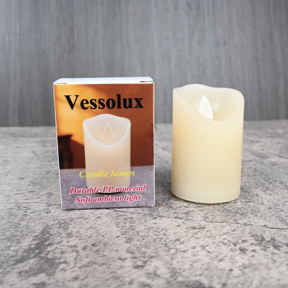 Vessolux Candle lamps,Flameless LED Battery Operated Ivory Pillar Candle, Flickering Realistic Moving Flame, Luminous Real Wax Indoor Home Decor Pack of 1