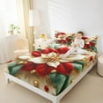 thumbnail image 4 of jejeloiu Christmas Red Floral Twin Sheet Sets,Happy New Year Twin Fitted Sheet,Xmas Theme Flat Sheet For Teens,Breathable Home Decor,3pcs, 4 of 7