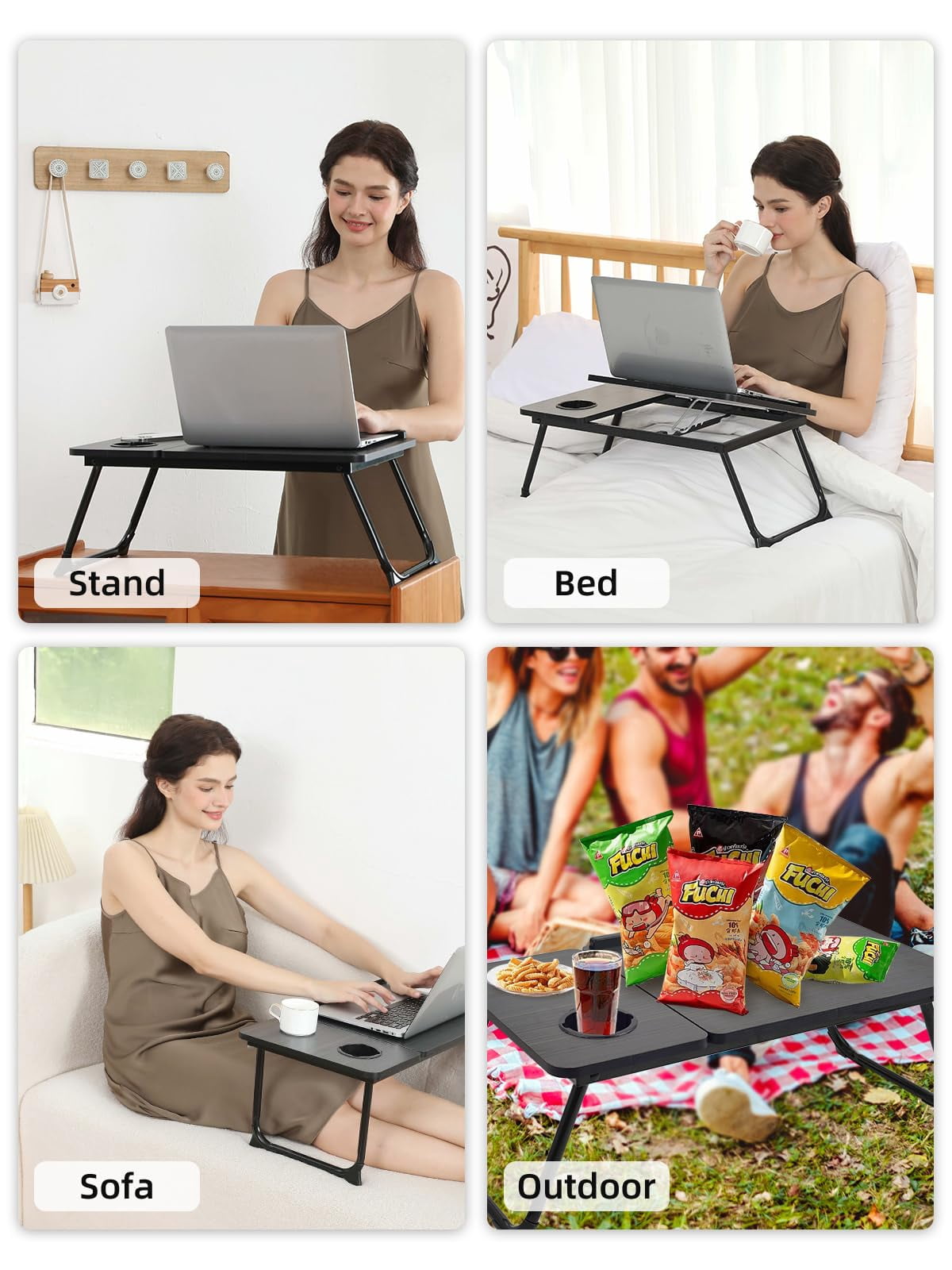 Lap Desk For Couch/sofa/floor  5-angle Adjustable Bed With Foldable &cup Holder Light Weight Tray Table Writing/eating/reading Portable Laptop Stand Adults