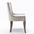 thumbnail image 3 of Newboti Furniture Ultra Side Dining Chair，Thickened fabric chairs with neutrally toned solid wood legs， Bronze nail head，Set of 2，Beige 80248, 3 of 15