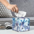 thumbnail image 6 of Rateoe Icy Blue Snowflakes Pattern Tissue Box Cover, Modern Square Decorative Leather Facial Paper Case Organizer Holder Dispenser 5X5X5'', 6 of 7