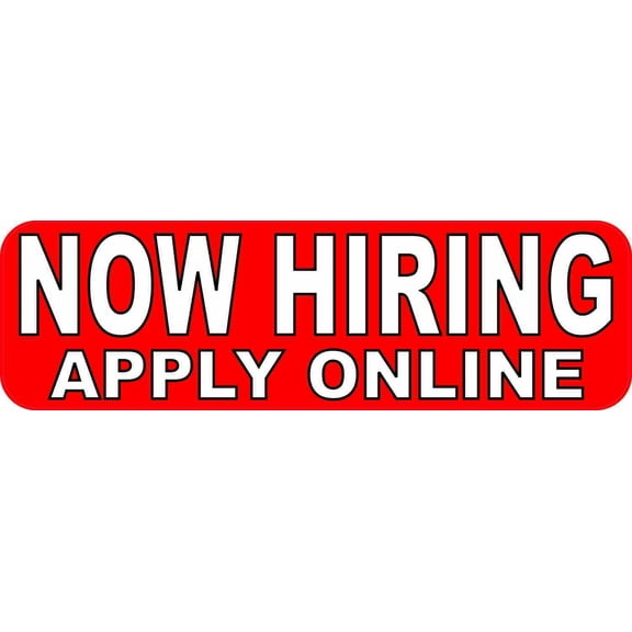 10in x 3in Now Hiring Apply Online Sticker