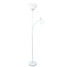 Simple Designs Floor Lamp with Reading Light, White Color