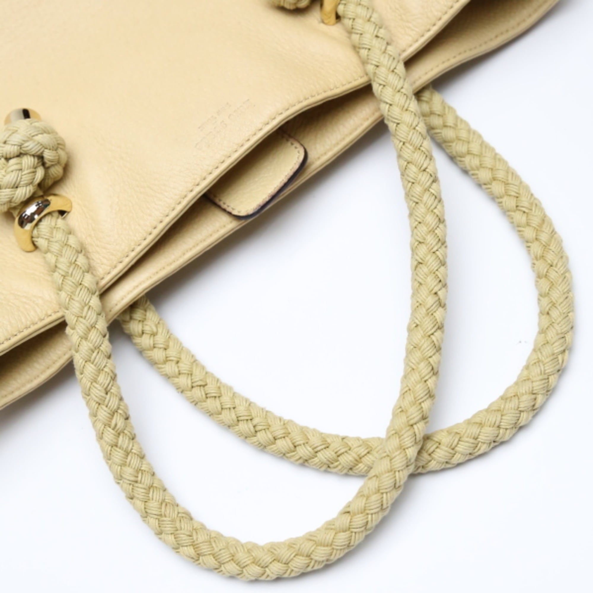 Pre-Owned Kate Spade tote bag with braided rope handles in beige (Fair)