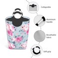 thumbnail image 4 of DouZhe 50L Rectangular Laundry Basket, Romantic Pink Navy Floral Prints Waterproof Foldable Laundry Hamper with Aluminum Handles, 4 of 6