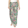 thumbnail image 2 of Picia Rose Flowers Womens Soft Woven Cotton Elastic Waistband Sleep Pajama Pant Lounge Sleep Pant With Pockets And Drawstring-Large, 2 of 9