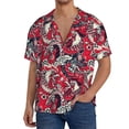 thumbnail image 7 of Lsque Rooster Head print Men's Cuban Collar Short Sleeve Shirt Summer Beachwear Casual Button Down Fashionable Vacation Leisure Shirt-Large, 7 of 7
