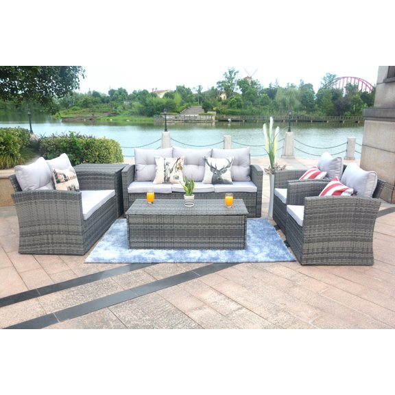 Direct Wicker Mancha 4 Piece Rattan Sofa Set with Cushions