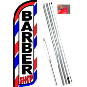 Barber Shop (Red/White/Blue) Windless-Style Feather Flag Bundle 14' OR Replacement Flag Only 11.5'