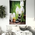 thumbnail image 4 of Spa Tapestry, Zen Stones with Orchid and Candles Green Plants at the Background Print, Wall Hanging for Bedroom Living Room Dorm Decor, 60W X 80L Inches, White Green and Black, by Ambesonne, 4 of 5