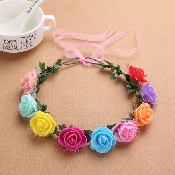 Nvzi Diademas de flores para mujer, corona de flores para novia, suministros para fiestas de bodas, guirnaldas florales, corona para el cabello, diademas florales, A18