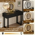 thumbnail image 5 of Modern Vanity Desk with Mirror and Lights, 49.2”H Makeup Table with 2 Storage Drawers, Adjustable 3-Color LED Lighting for Bedroom, 5 of 7