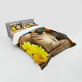 thumbnail image 3 of Ambesonne Pug Bedding Set 3 Pcs, Puppy Photography on Bench, Twin XL, Pale Brown Yellow Blue, 3 of 3