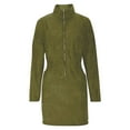 thumbnail image 4 of VEKDONE Mini Dresses for Women Vintage Long Sleeve Stand Collar Zipper Front Dress with Pockets Solid Color Slim Fit Tunic Dress Casual Bodycon Dress Green XXL, 4 of 6