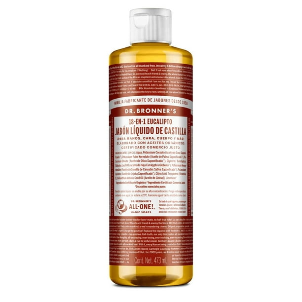 Jabón de Castilla Dr. Bronner's Eucalipto Orgánico Ayuda a Remover Células Muertas y Descongestionar