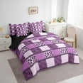 thumbnail image 3 of jejeloiu Leopard Print 7-Piece Bedding Comforter Set,Abstract Zebra Pattern King Bedding Sets,Purple Checkered Bed Sheets For Girls Kids,Ultra Soft Home Decor Reversible, 3 of 8