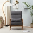 thumbnail image 2 of Indoor Leisure Arm Chair, Modern Linen Fabric Upholstered Accent Chair with Solid Wood Armrest & High Back, Single Sofa Lounge Reading Chair for Living Room Bedroom Office Studio, Dark Grey 1, 2 of 7