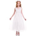 thumbnail image 3 of IBTOM CASTLE Little Big Girls Flower Tulle Dress Princess Pageant Wedding Birthday Party Formal Long Dance Evening Maxi Gown 11-12 Years White, 3 of 8