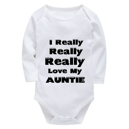 

I Really Really Really Love My Auntie Plain Baby Onesie Long Sleeve Baby Boy Onsie White Baby Onesie 0-3 Months Girls