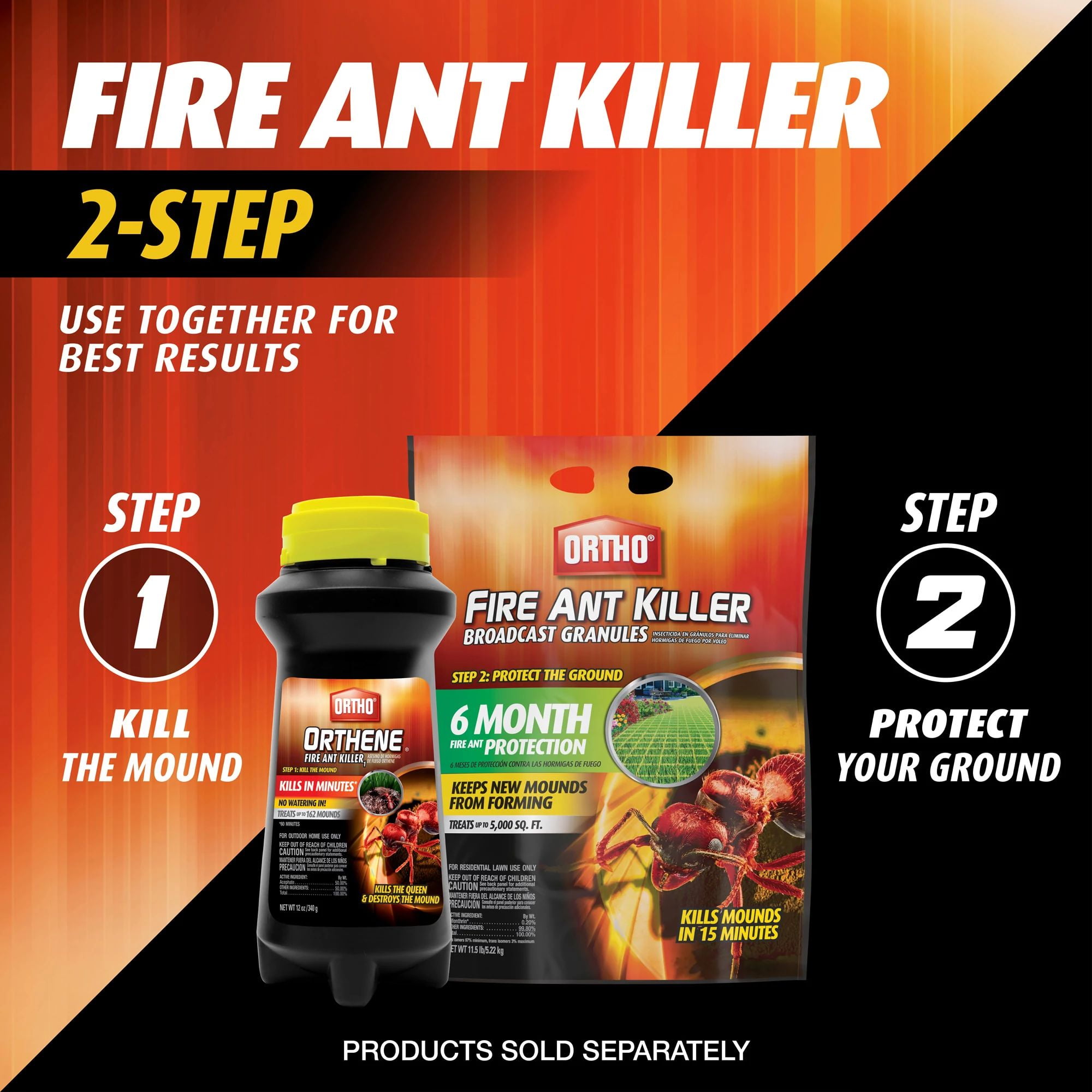 (2 pack) Ortho Orthene Fire Ant Killer1, Kills Queen, Destroys up to 162 Mounds, 12 oz.