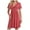 Z3-Red, variant on zaveiop Women's Roll up Short Sleeve V Neck Ruffle Hem Solid Swing Smock Dress (Hot Pink, L)