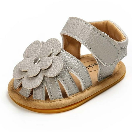 

Baby Girls Cute Flower Decorative Sandals Casual Breathable Soft Sole Hook And Loop Fastener Comfortable Shoes For Walking