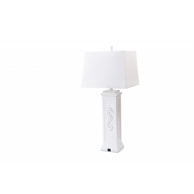homeroots lighting 397247 Set of 2 White Seahorse Shutter Base Table Lamps