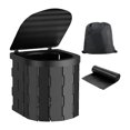 thumbnail image 4 of Inodoro Portátil Con Tapa, Inodoro Plegable Para Viajes Largos, Camping, Playa, Negro, 4 of 9