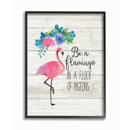 - The Stupell Home Decor Collection Be A Flamingo Floral Watercolor on White Planks Oversized Framed Giclee Texturized Art, 16 x 1.5 x 20