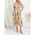 thumbnail image 3 of Biekopu Women's Summer Beach Dress,Casual Short Sleeve Floral Print Long Ruched Boho Dress, 3 of 8