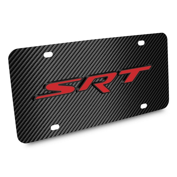 Dodge Jeep SRT in Red 3D Logo Black Carbon Fiber Patten Steel License Plate