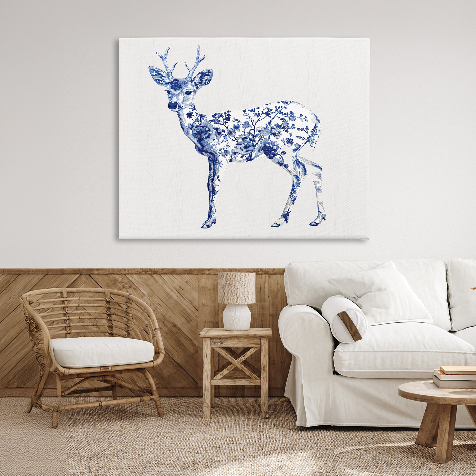 Graceful Toile Deer Canvas Wall Art, design by Lettered and Lined