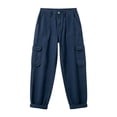 thumbnail image 7 of Womens Barrel Baggy Cargo Pants Casual High Waisted Wide Leg Hiking Joggers with Pockets Navy XL(XL), 7 of 7