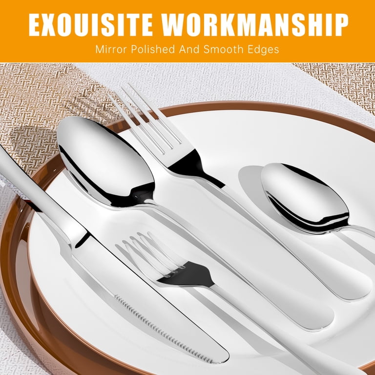 GPED 20-Piece Silverware Set, Stainless Steel Flatware, Mirror Polished, Service for 4, Silver