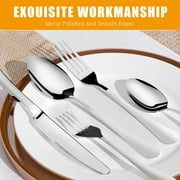 20 Pieces Silverware Set with Serving Set, Stainless Steel Modern Flatware, Service for 4, Silver