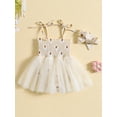 thumbnail image 2 of Coduop Baby Girls Princess Romper Dresses,Sleeveless Daisy Print Tulle Bodysuit,with Headband, 2 of 9