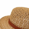 thumbnail image 4 of Karymi Sun Hats for Women Hollow Crochet Knit Flat Top Short Brim Straw Fedora Hat with Natural Jute Rope Band Sun Hat, Vintage French Style Beach Hat Kentucky Derby Hats for Women, 4 of 5