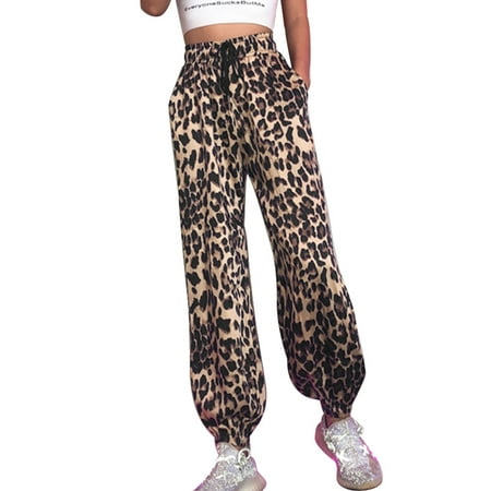 

Celmia Women Casual Elastic Waist Leopard Print Pajamas Yoga Pants