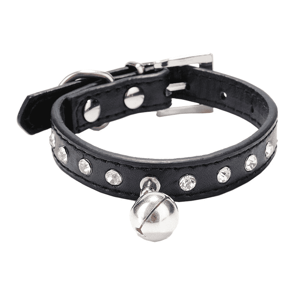 GASTROPOD Dog Collar,Adjustable Faux Leather Pet Collar with Sparkling Rhinestones,Stylish Kitten Collar for Dogs and Cats