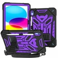 thumbnail image 2 of Dteck for iPad 10th Gen 10.9 inch 2022, Heavy Duty Shockproof Rugged Shoulder Strap Foldable Kickstand Cover with Pencil Holder, Black+Purple, 2 of 7