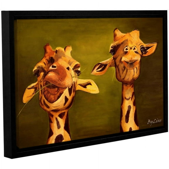 ArtWall Lindsey Janich "Giraffe Buddies" Gallery-Wrapped Floater-Framed Canvas