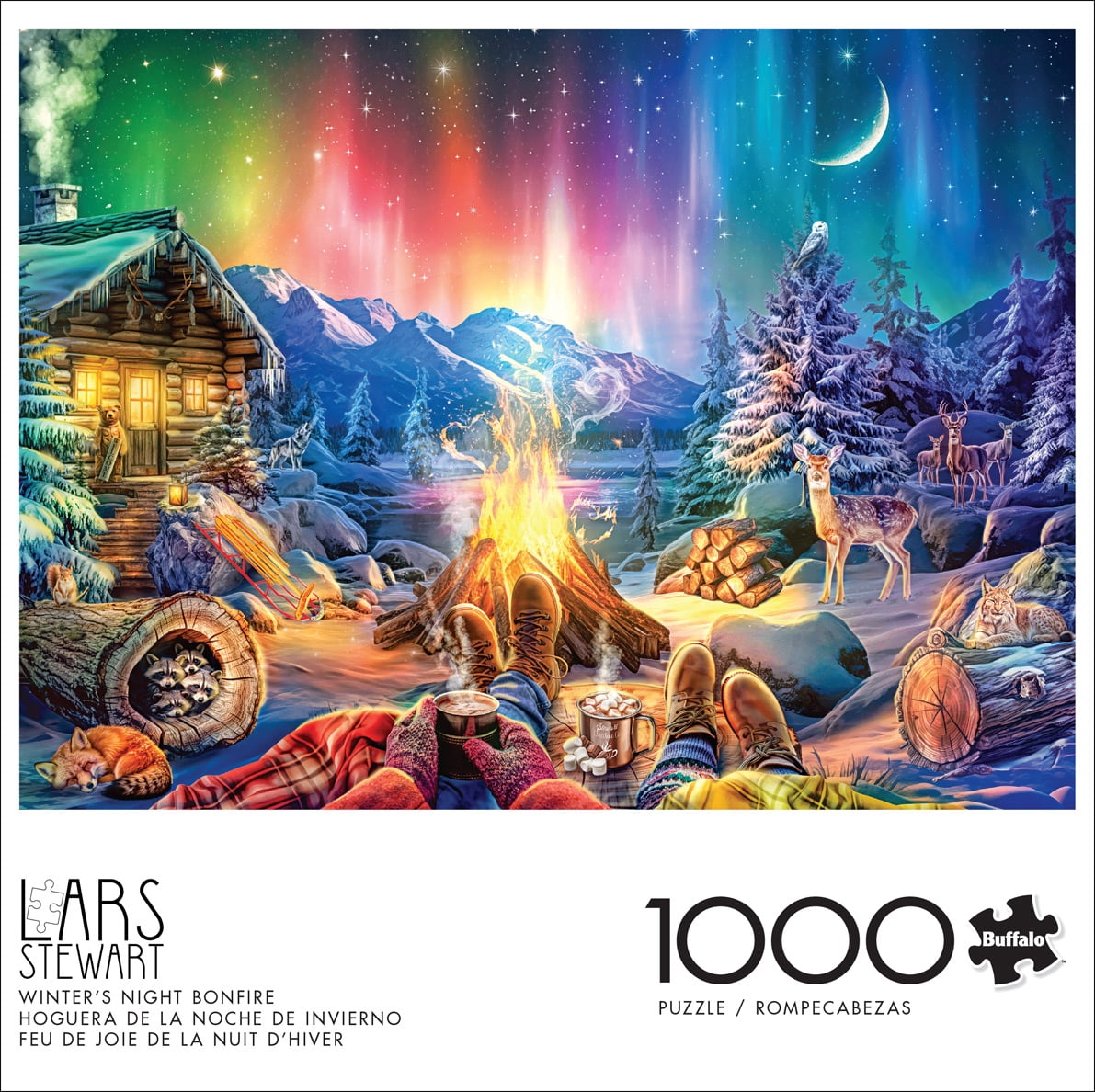 Buffalo Games 1000-Piece Night & Day Winter's Night Bonfire Adult Interlocking Jigsaw Puzzle