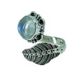 thumbnail image 2 of Navya Craft Rainbow Moonstone Round 925 Sterling Silver Handmade Women Leaf Design Ring Size 4.0, 2 of 4