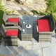 thumbnail image 3 of Juego de Muebles de Patio Costway Mimbre PE Tejido a Mano 4 Piezas con Cojines Rojo, 3 of 7