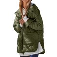 thumbnail image 3 of Winter Women Long Sleeve Zipper Quilted Coat Casual Loose Lightweight Hooded Puffer Jacket with Pocket, 3 of 5