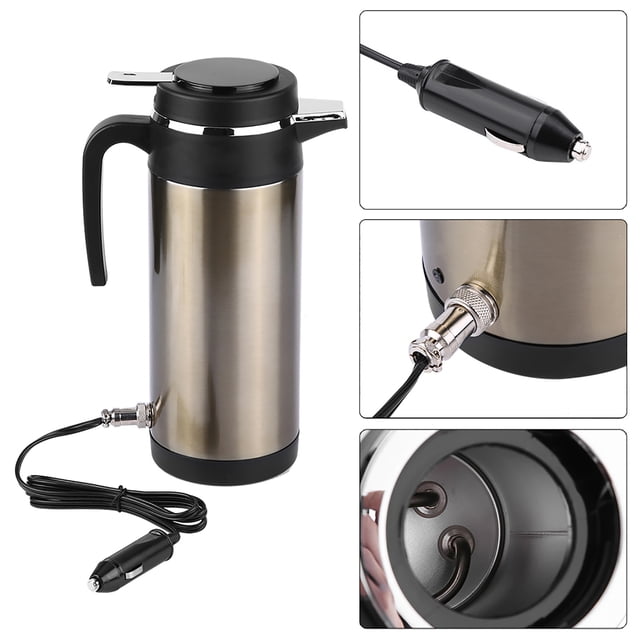 Coche Hervidor Eléctrico, 1000ml 12V/24V Acero inoxidable en Coche Vieges Termos Calefacción Botella de Agua ideal para Familias en el Camino
