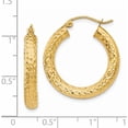 thumbnail image 4 of 14K Yellow Gold Diamond-Cut 4mm Round Hoop Earrings (25 X 4) Made In Peru tc536, 4 of 6
