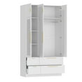 thumbnail image 6 of KULAGAGA Armoire Wardrobe Closet with Mirror and Hanging Rod, Modern Wooden Bedroom Armoire with Shelves and 4 Drawers, Clothes Storage Cabinet Organizer for, 6 of 7