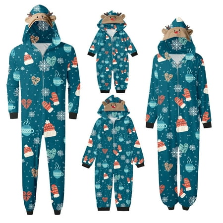 

MIASHUI Sleepwear for Christmas Family Matching Pajamas Sets Printed Long Sleeve Jumpsuit Soft Comfortable Holiday Romper for Mom Blue XL