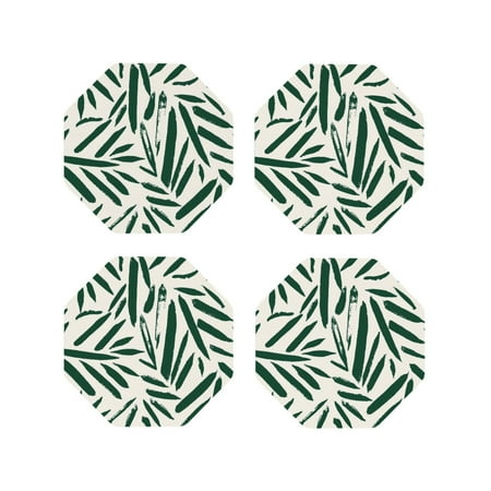 

Matuu Palm Branch With Leaves for Cup Coasters Set of 4 Leather Coasters Desk Coasters for Office Measures 4” x 4”-Octagon
